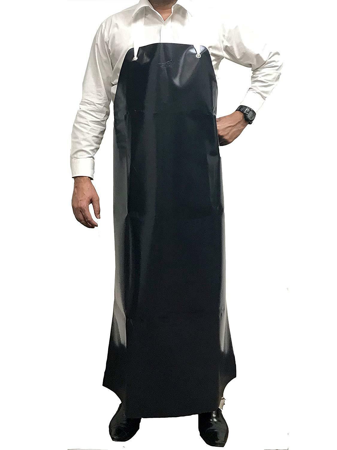 Vinyl Dishwashing Apron, Heavy Duty 23 Mil, Extra Long, Black (Pack of 1)