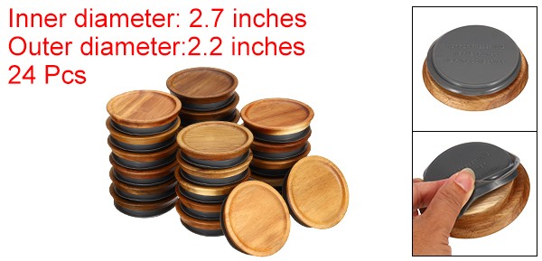 24PCS Regular Mouth Mason Jar Lids Wooden Storage Canning Jar Lids Bamboo Lid