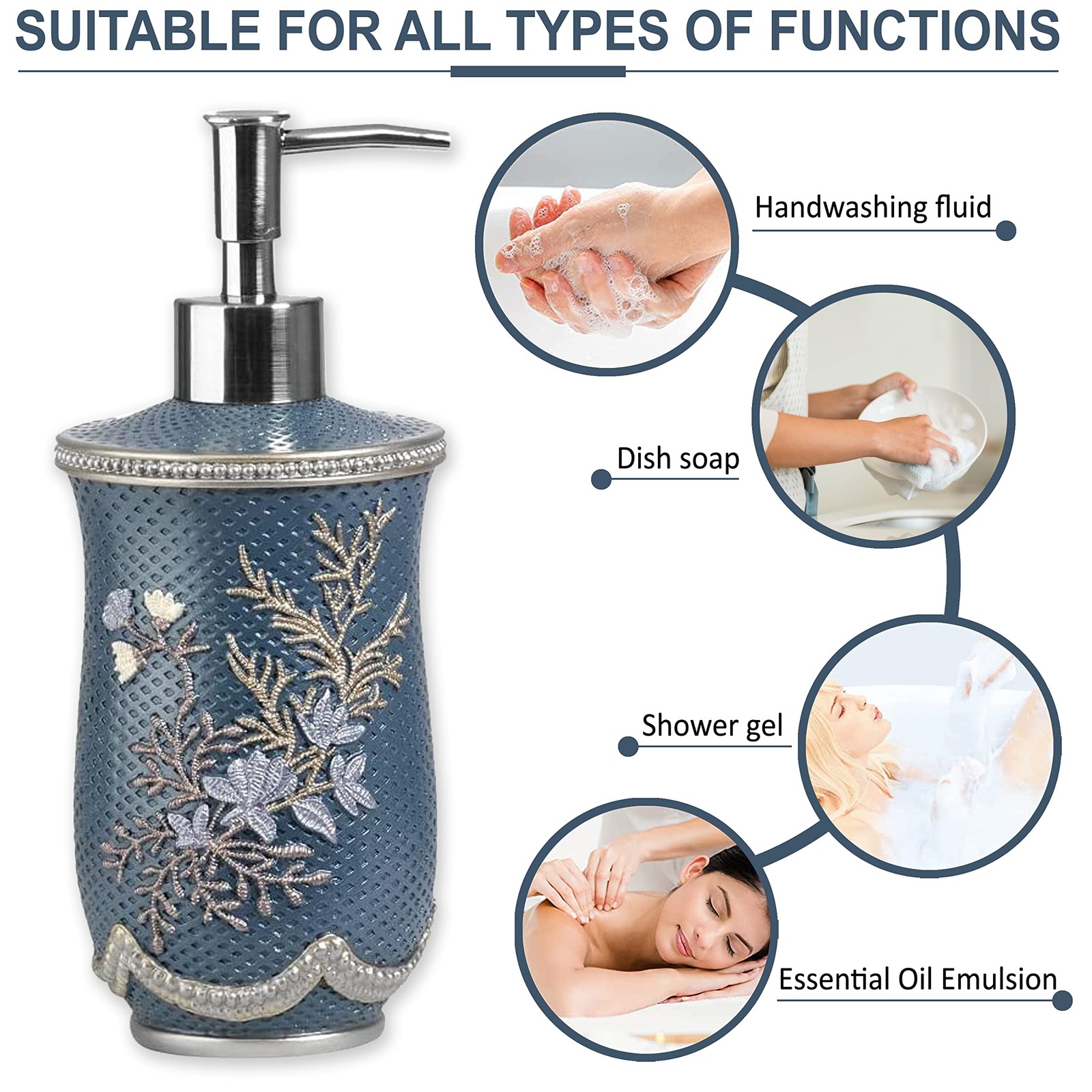 Zahari Home Capri Stylish Soap Dispenser Set – Modern Print Design for Kitchen a