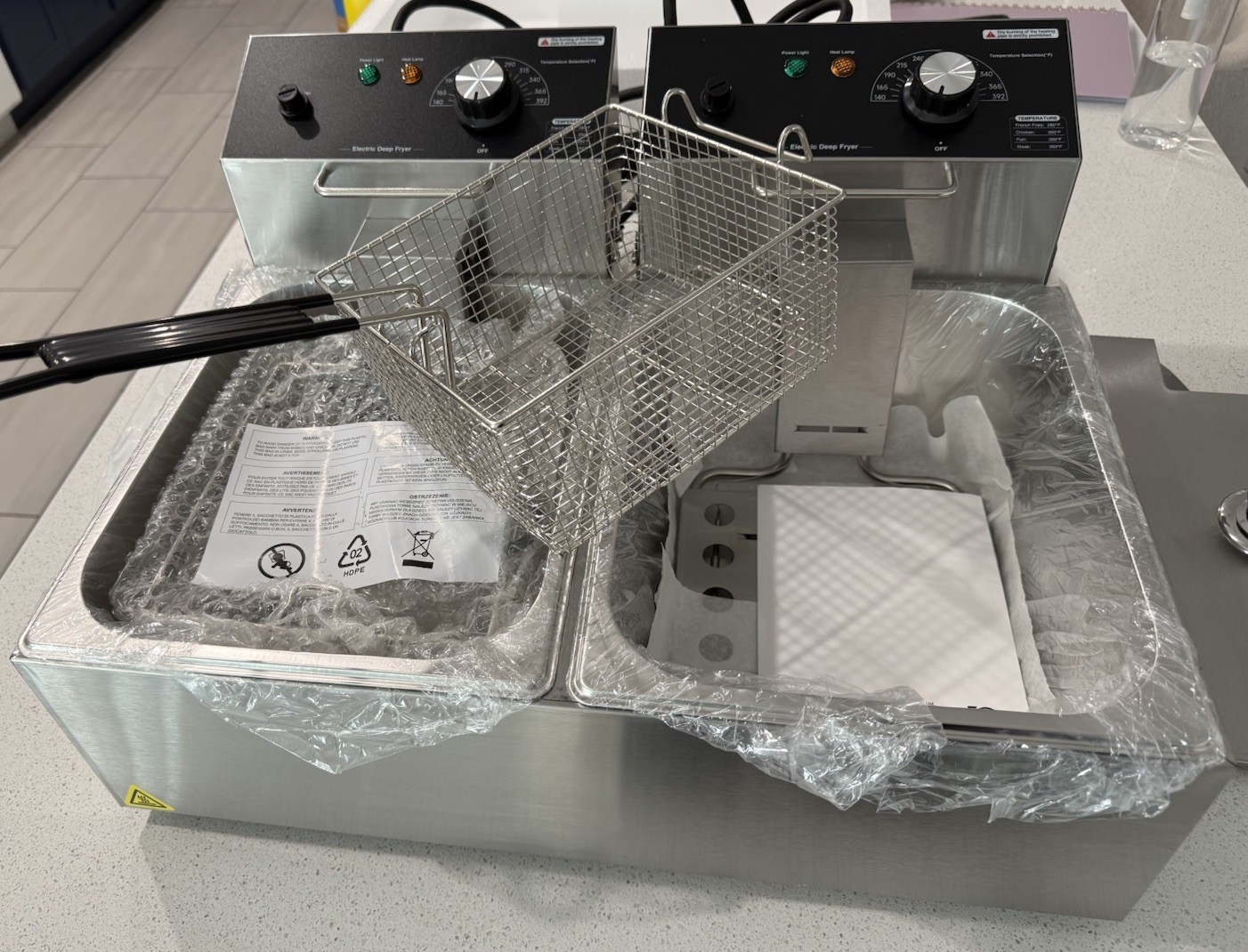 Countertop Double Deep Fat Fryer with Basket Lift, 2 Pots
