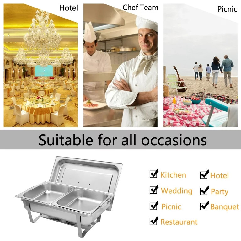 Chafing Dish Buffet Set 2/4/6/8Pack Stainless Steel Chafer for Catering 9 QT