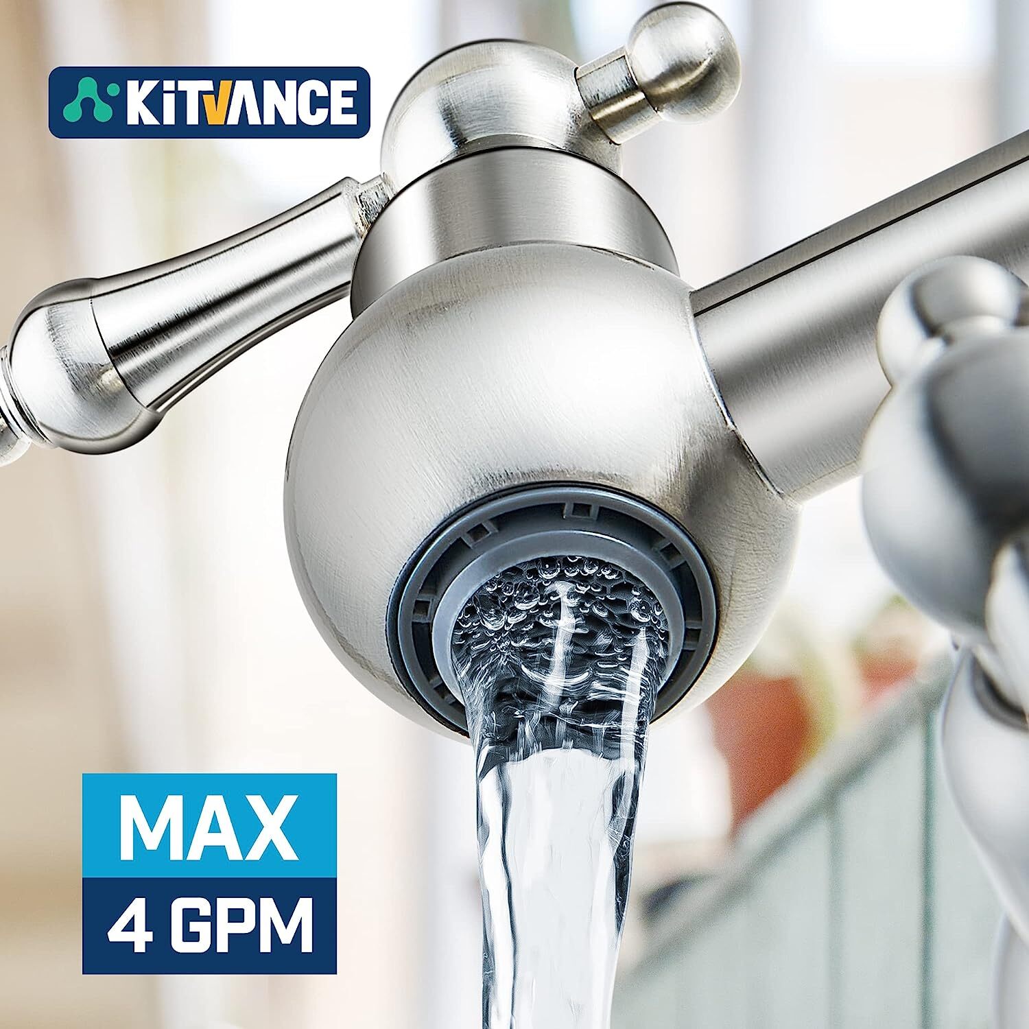 Brushed Nickel Pot Filler Faucet Wall Mount Kitchen Faucet Swing Arm Dual Handle