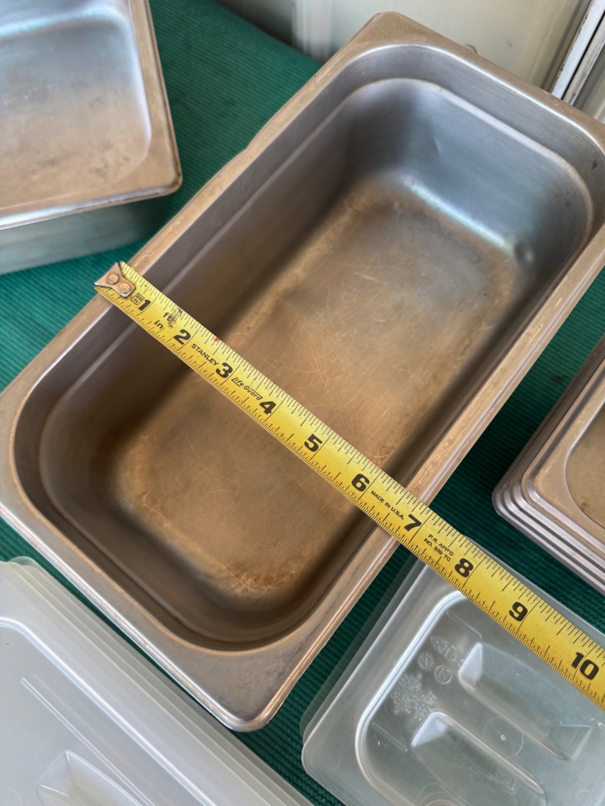 Lot of 11 Stainless Steel 4 inch Deep Steam Table Pans with Lids