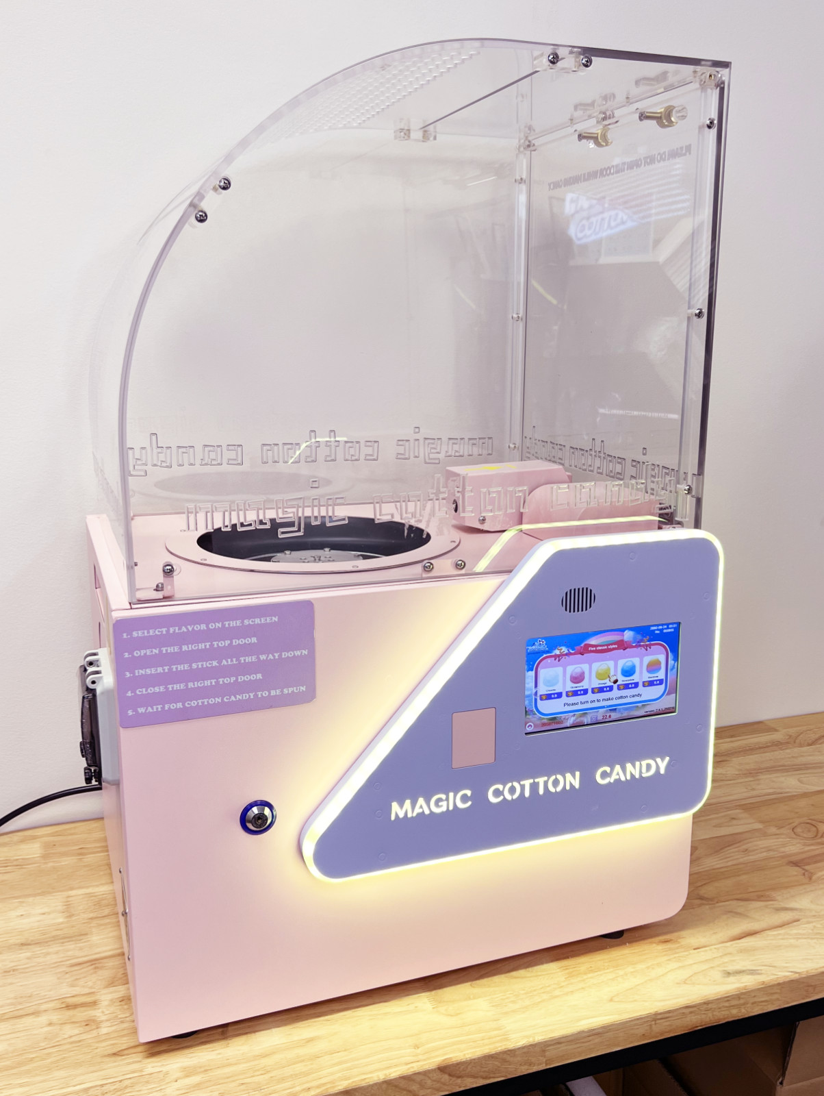 NEW Magic Cotton Candy Semi Automatic Portable Robotic Machine Pink 30x21x18