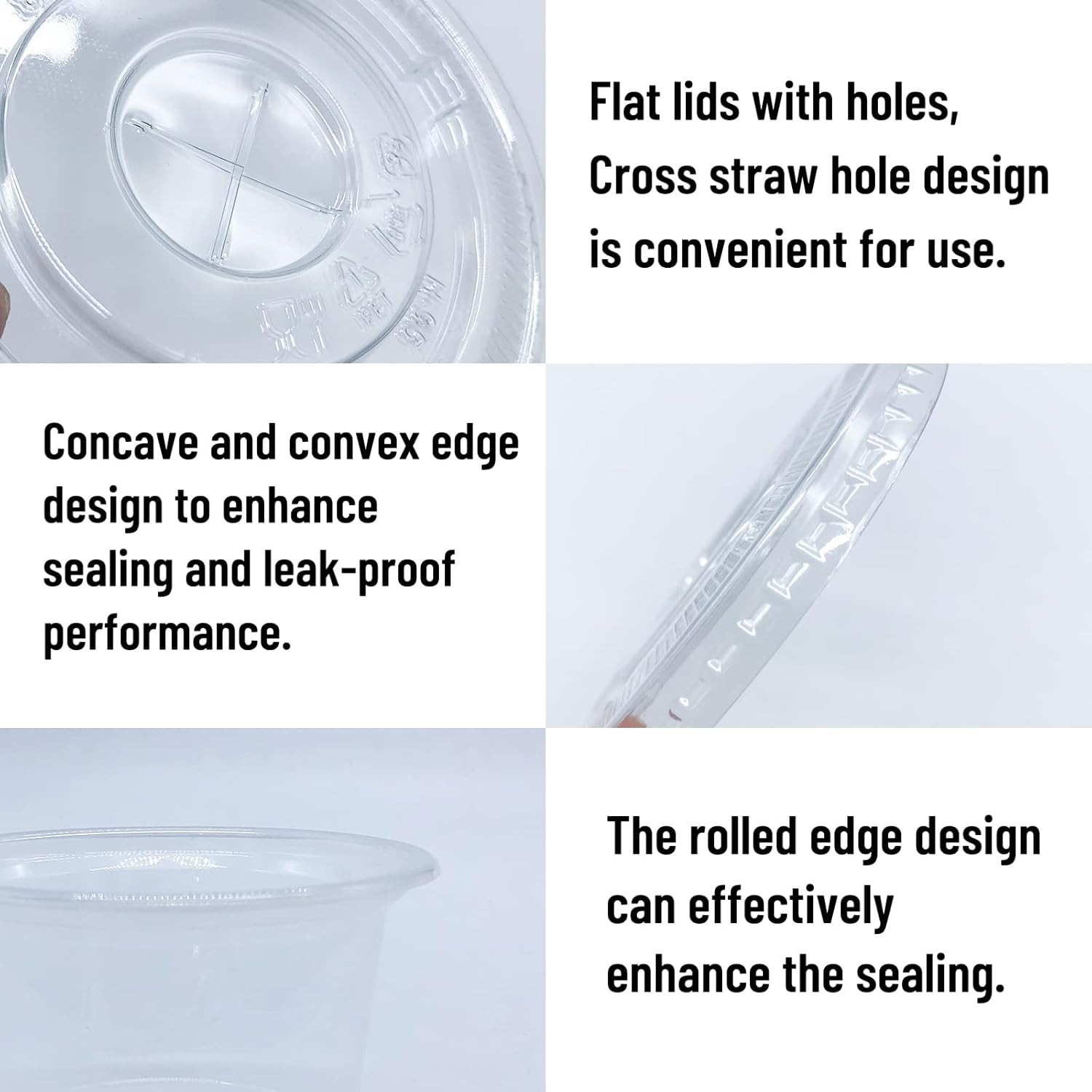 50 Pack 8 OZ Disposable Plastic Cups with Lids,Clear Portion Cups with Flat Lids