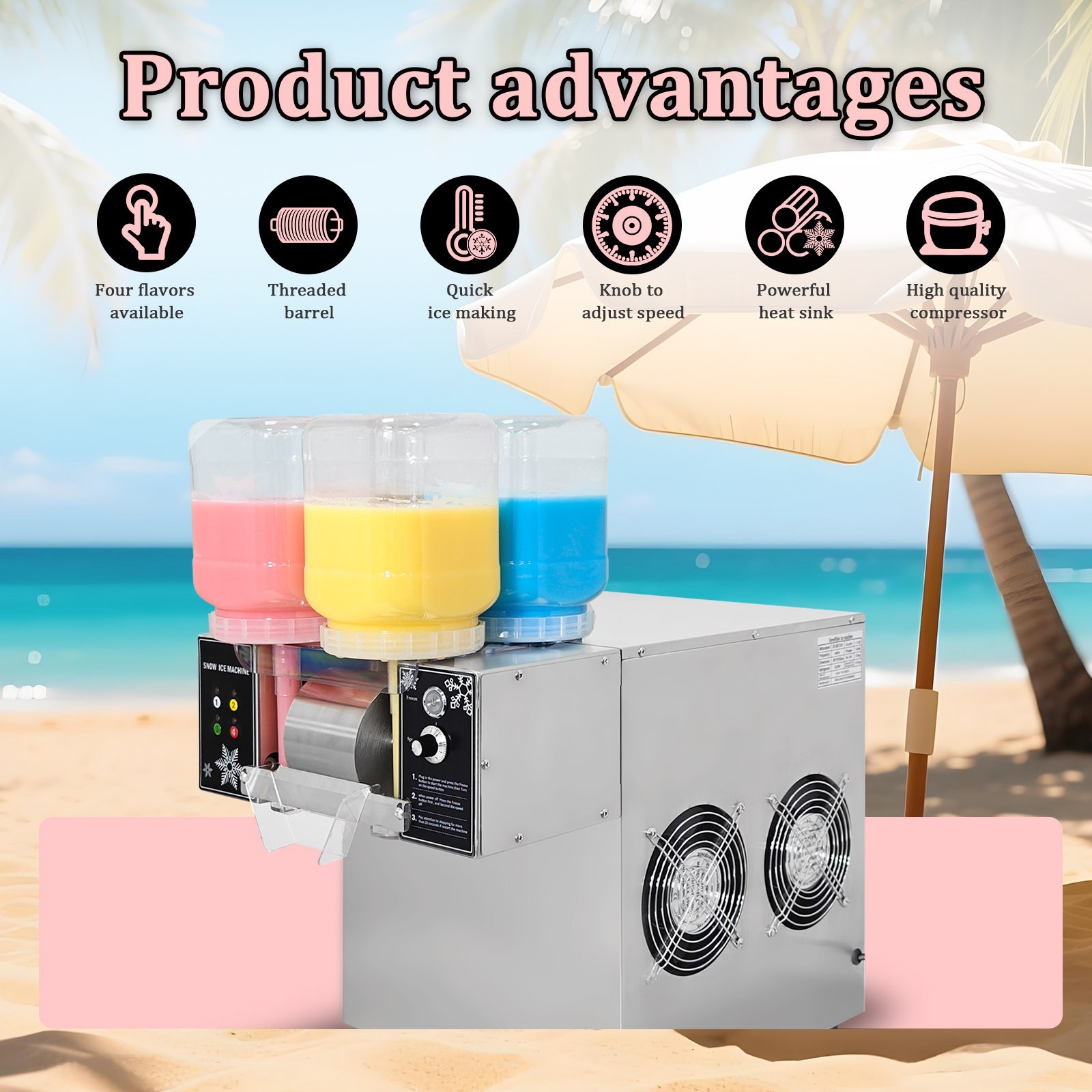 90% New Commercial 4 Feeding Buckets Automatic 264 lbs/Day Shaved Ice Machine