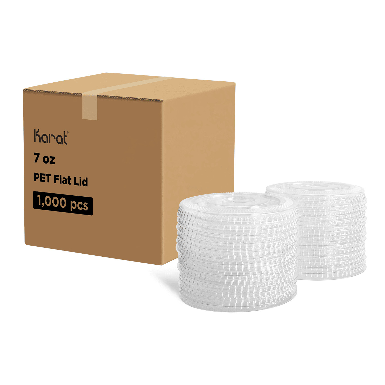 Karat PET Clear Flat Lid for 7oz PET Cup (74mm) – 1,000 pcs, C-KC74TS
