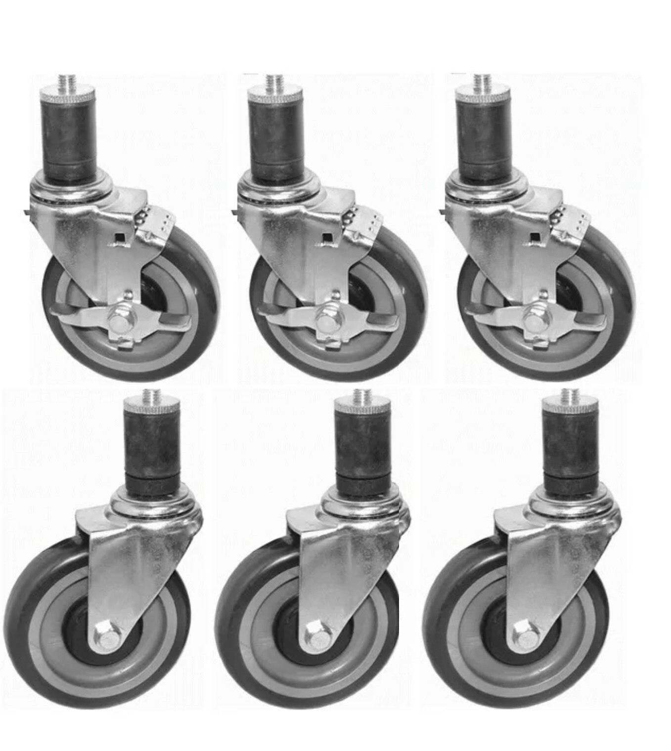 Universal 4″ Casters for Food Prep Work Table – Set of 6 Rolling Wheels