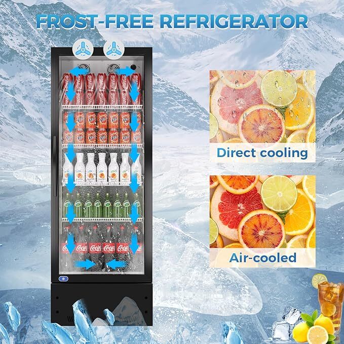 NEW 8 Cu. Ft Commercial Display Refrigerator 1 Door Merchandiser Beverage Cooler