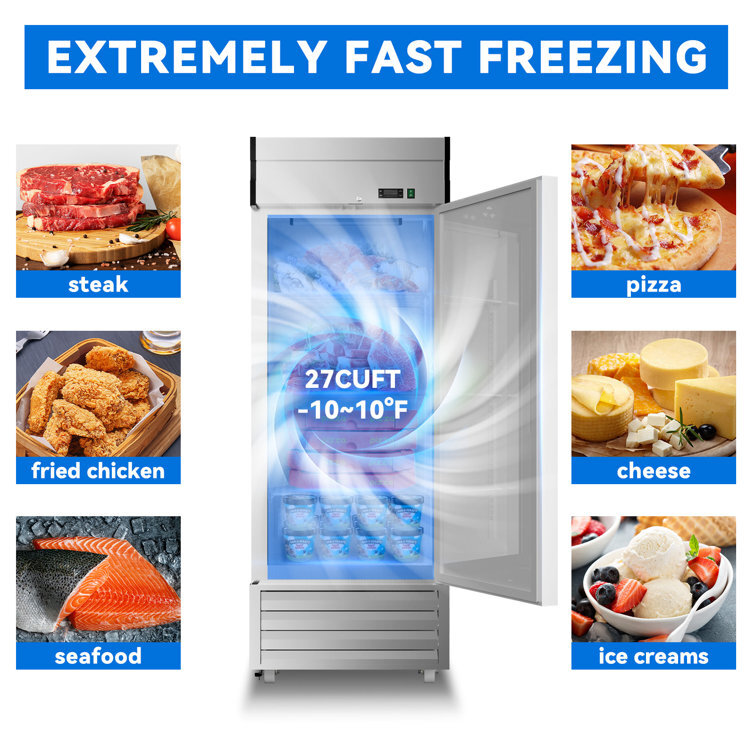 New Commercial Reach-In Refrigerator Cooler Solid Stainless Steel Door 23 Cu.ft
