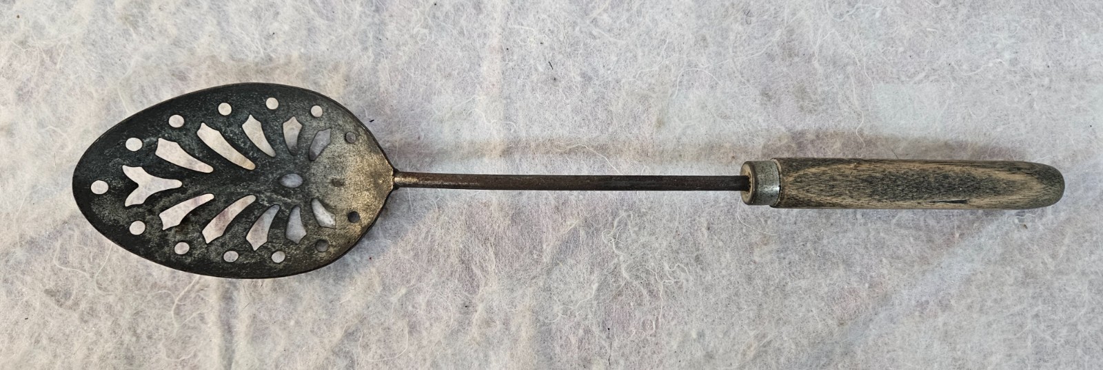 Vintage maybe Antique Slotted 12″ Serving Spoon w Patina Great FARMHOUSE DECOR!