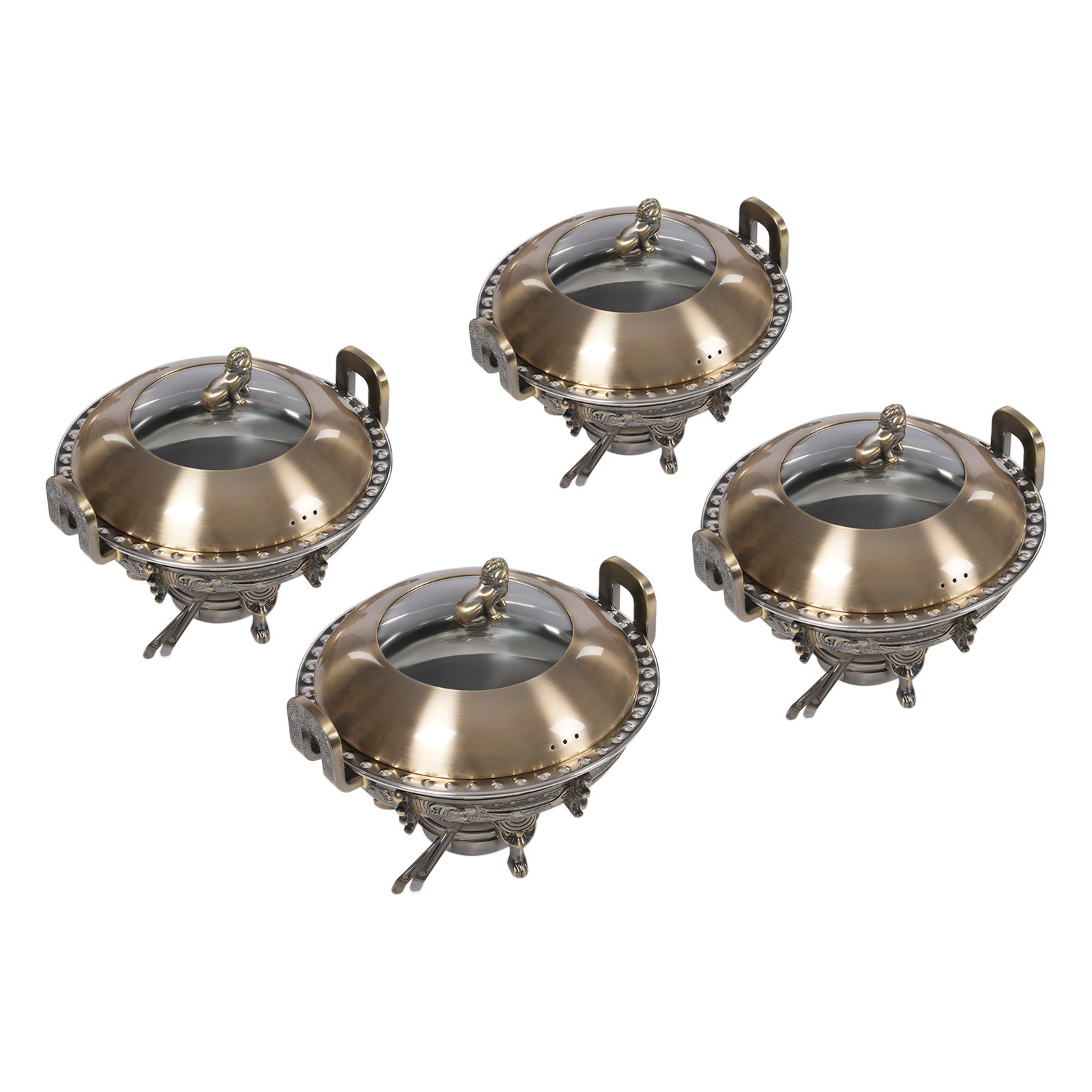 4 Pack Round Chafing Dish Stainless Steel Chafer Sets Catering Food Warmer NEW