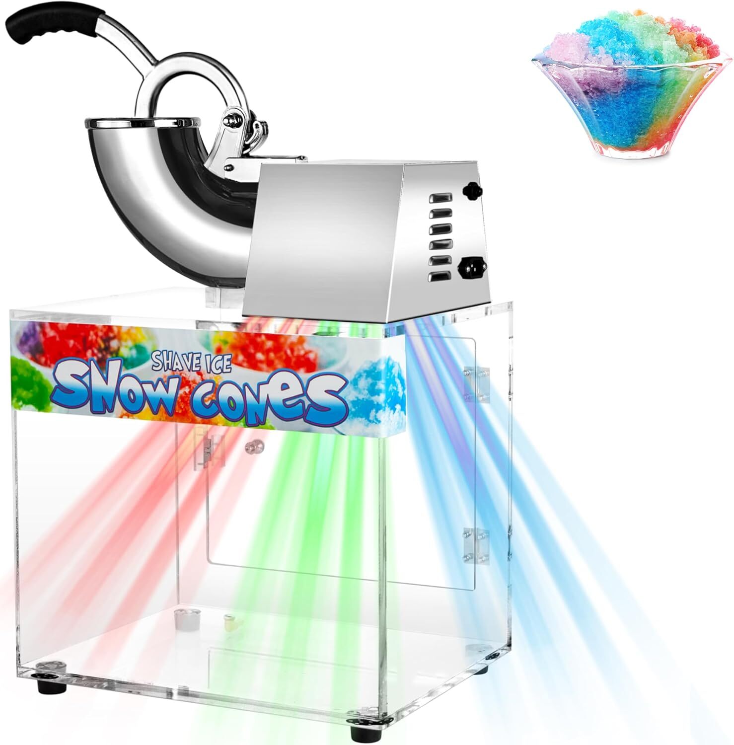VNN 500LBS/H Commercial Snow Cone Machine Electric Ice Shaver Ice Crusher 48L