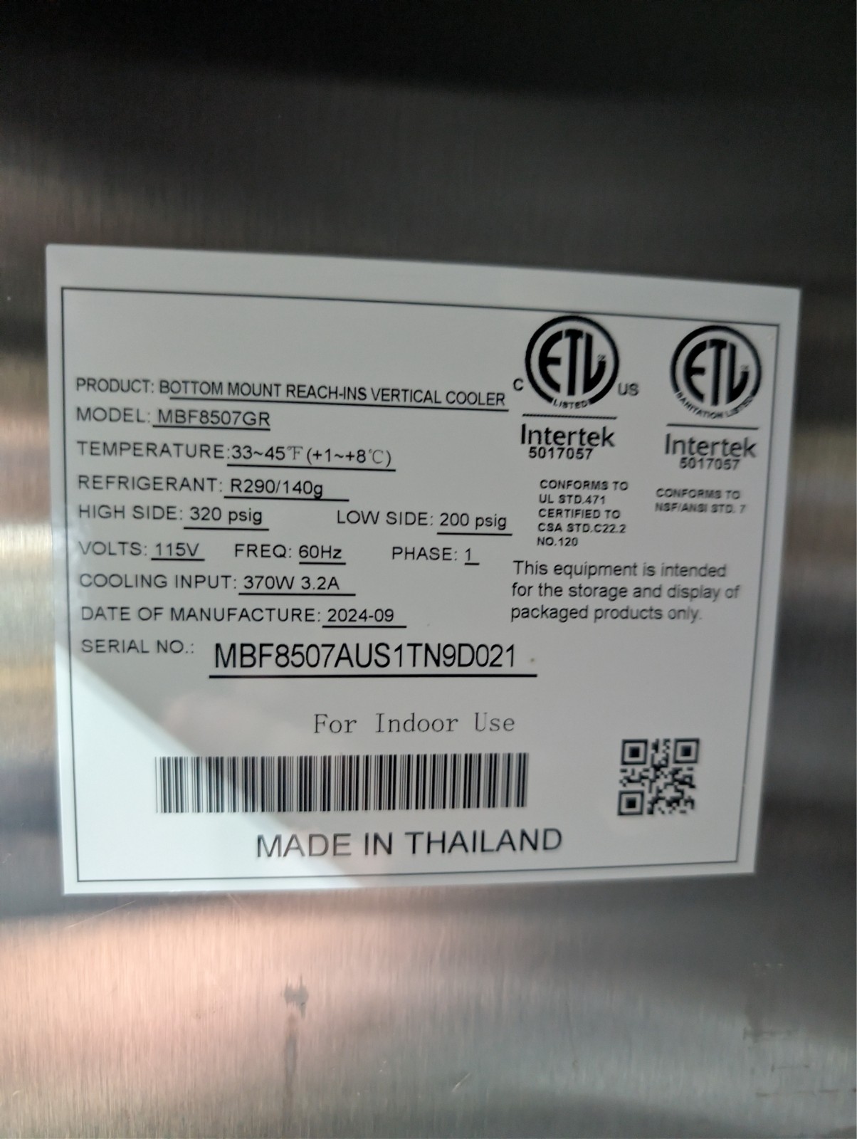 Atosa MBF8507GR 46 Cu.ft Double Door Bottom Mount Reach-In Refrigerator