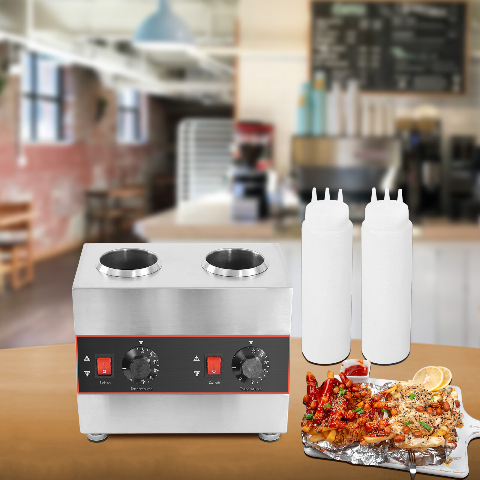 Commercial Electric Sauce Warmer Pump Hot Fudge Dispenser 2/3/4 Bottles Warmers