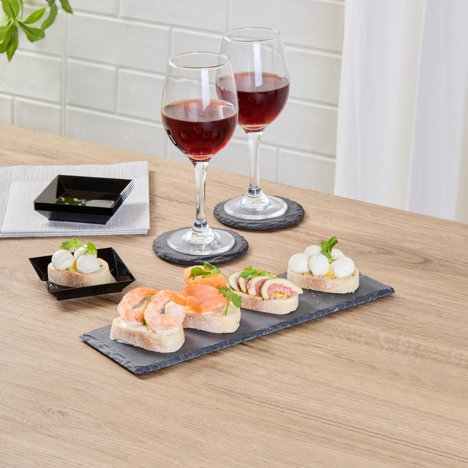 Restaurantware Rectangle Slate Platter 1 Count 11.8 X 3.9 Inch