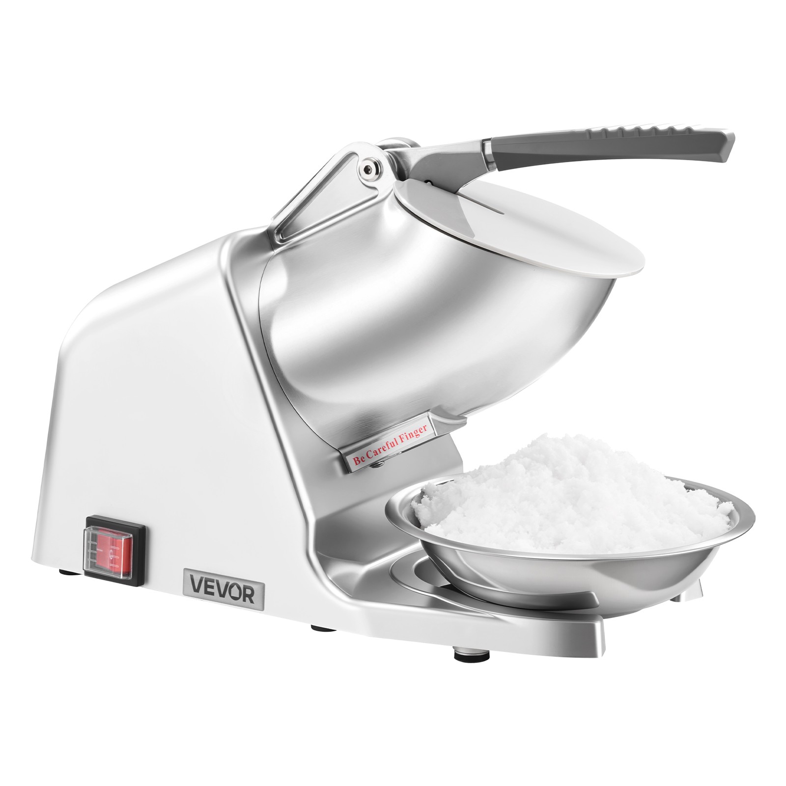 VEVOR Commercial Ice Crusher 286LBS/H Electric Snow Cone Maker Shaved Ice Silver