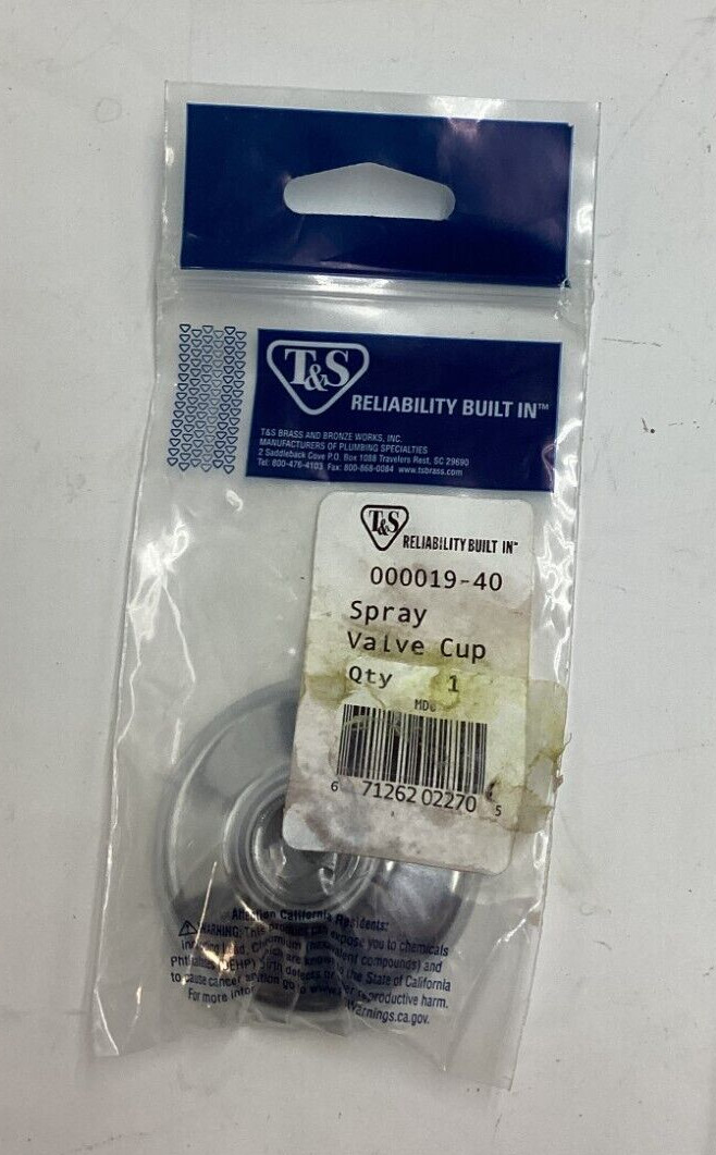 (QTY 5) T&S 000019-40 Brass Spray Valve Cup Polished Chrome Plated Brass
