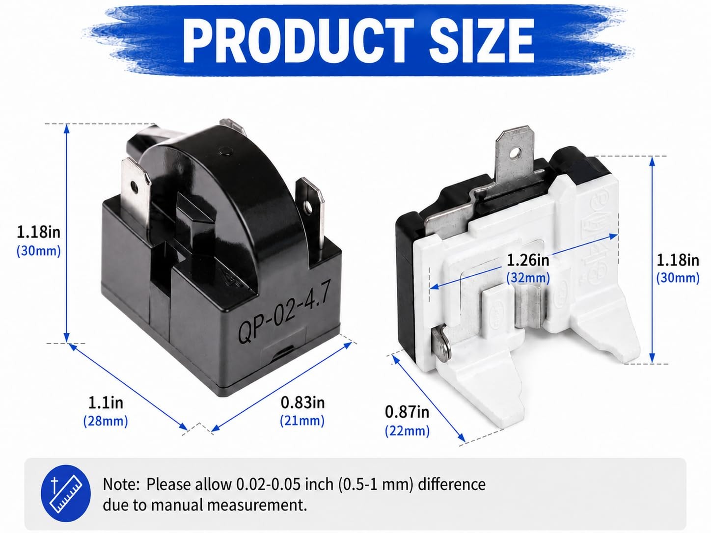 1Pcs QP-02-4.7 3Pin 4.7 Ohm Refrigerator Start Relay Coolers Compressor…