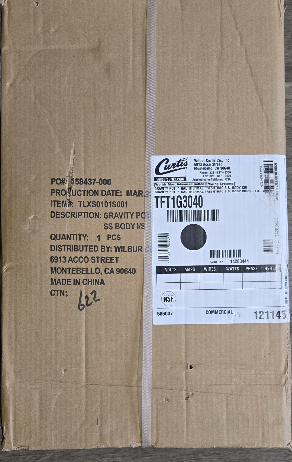 Curtis TFT1G3040 1 Gal Thermal FreshTrac Airpot Dispenser, Stainless Lever