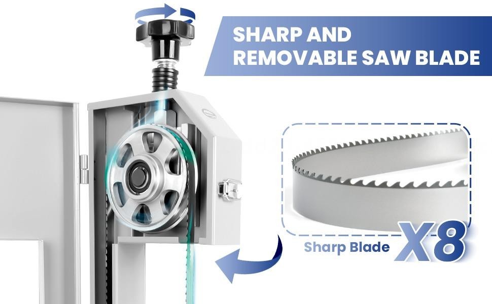 1000W Electric Bone Saw Machine w/19×14″ Worktable Frozen Meat Cutter w/8 Blades