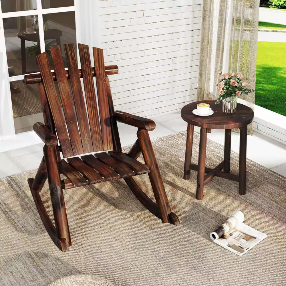 Solid Wood Outdoor Rocking Chair for Adults Adirondack Porch Rocker Patio Chair
