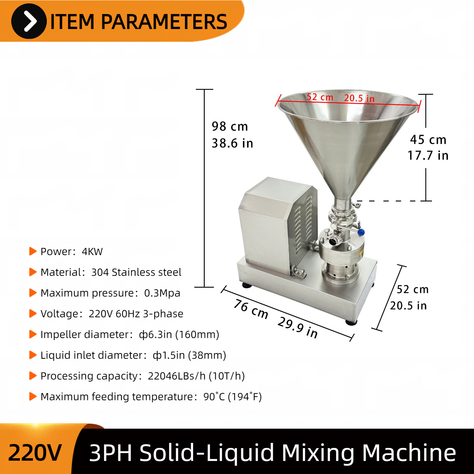 Liquid and Solid Mixer 20V 3-PH For Blending Liquid and Particulate Materials