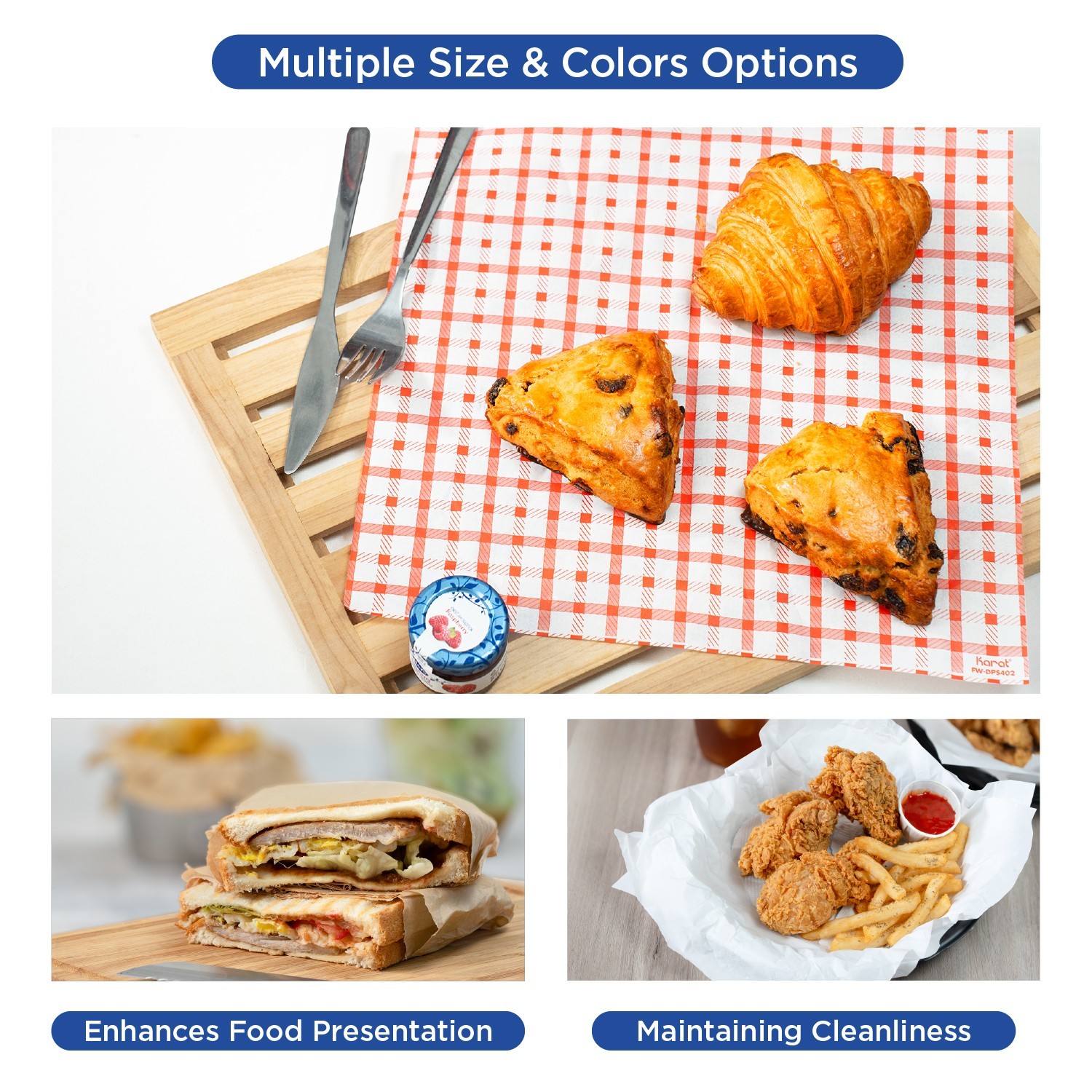 Karat 12″ x 12″ Deli Wrap / Paper Liner Sheets – Shepherd’s Check – 5,000 pcs,