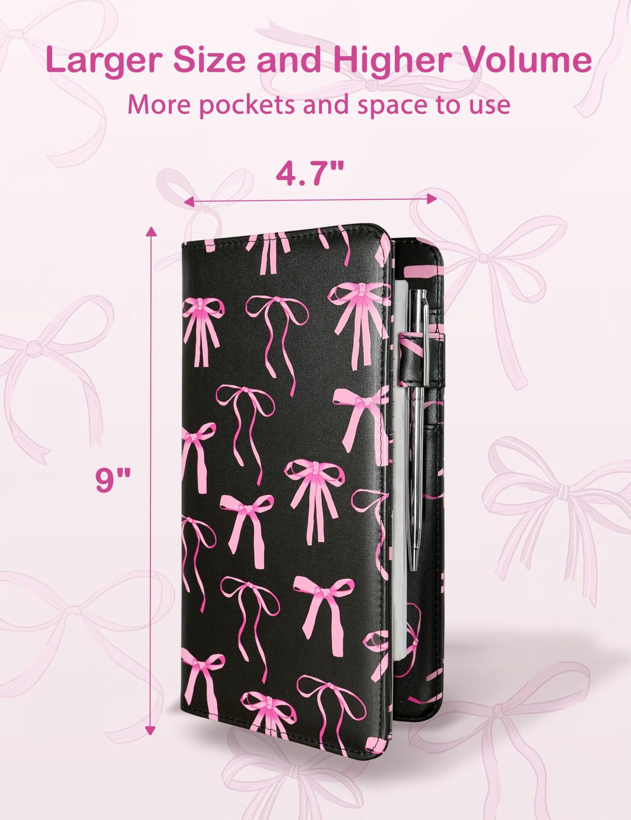 Server Book Leather Waiter Waitress Organizer 8 Pockets Magnetic Zipper for Rest