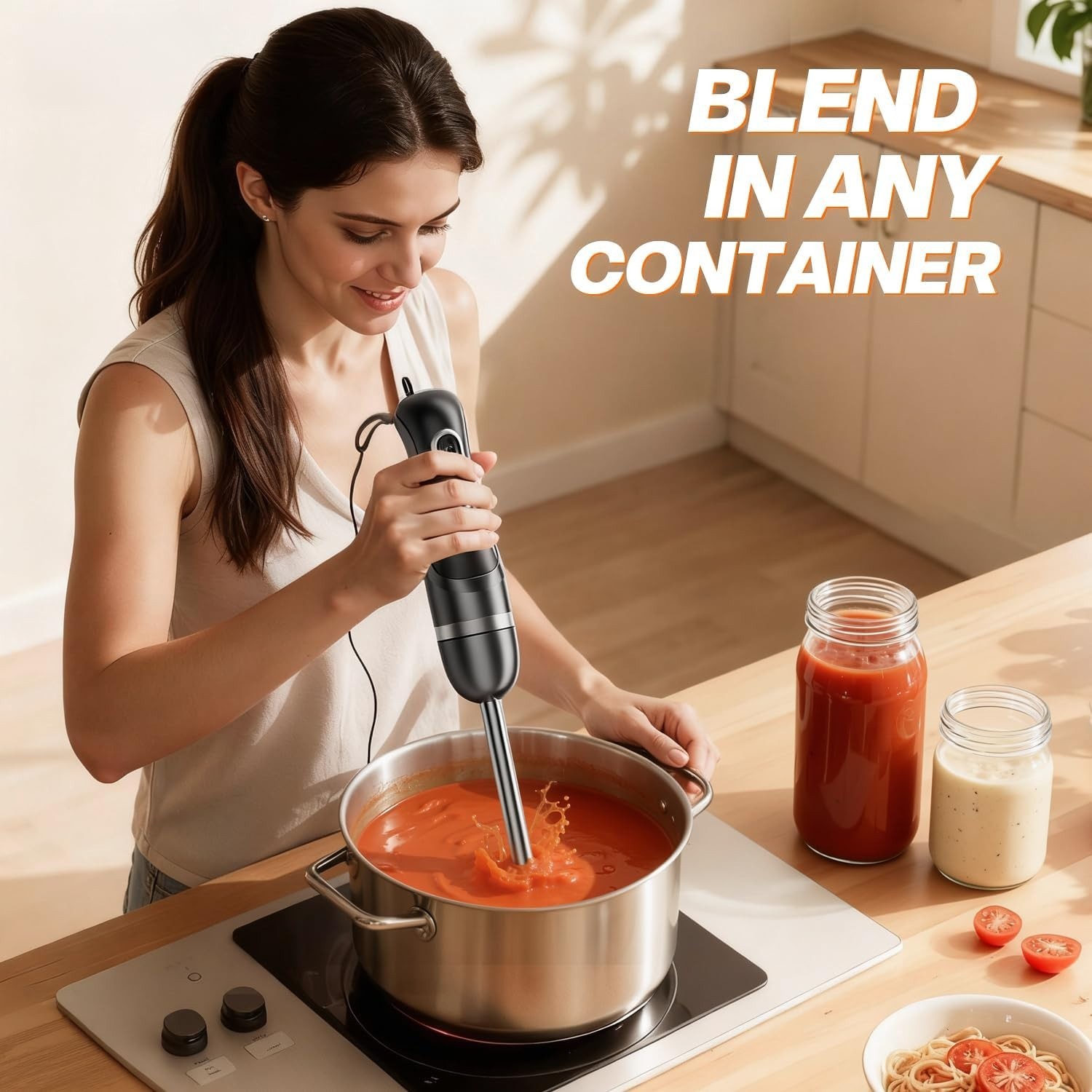 Effortless Corded Electric Stick Mixer – Food-Grade Stainless Steel Hand Blender