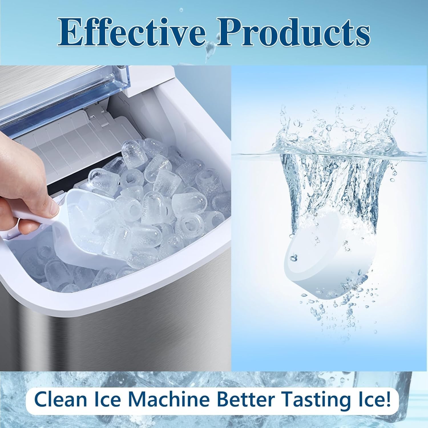 Crystal Clear Ice Maker Cleaner Tablets – 36 Count Compatible with TOP Brands