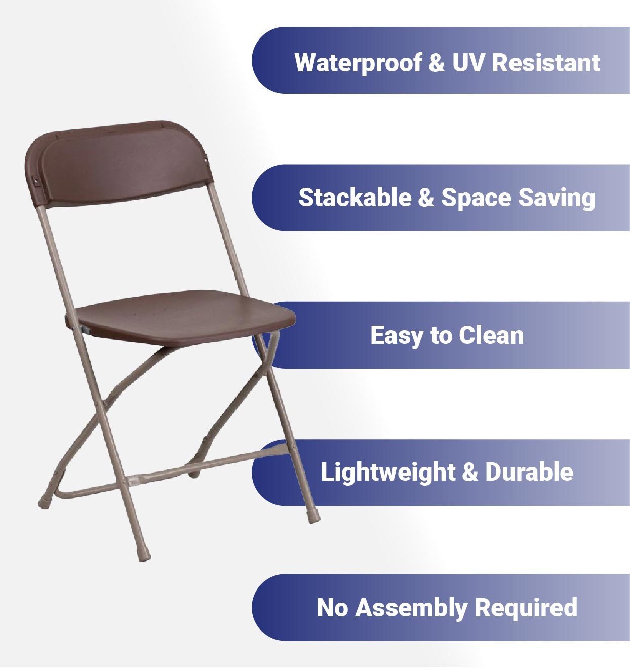 Plastic Folding Chairs Brown 10 Pack Indoor Outdoor Event Party 700 lb Capacity