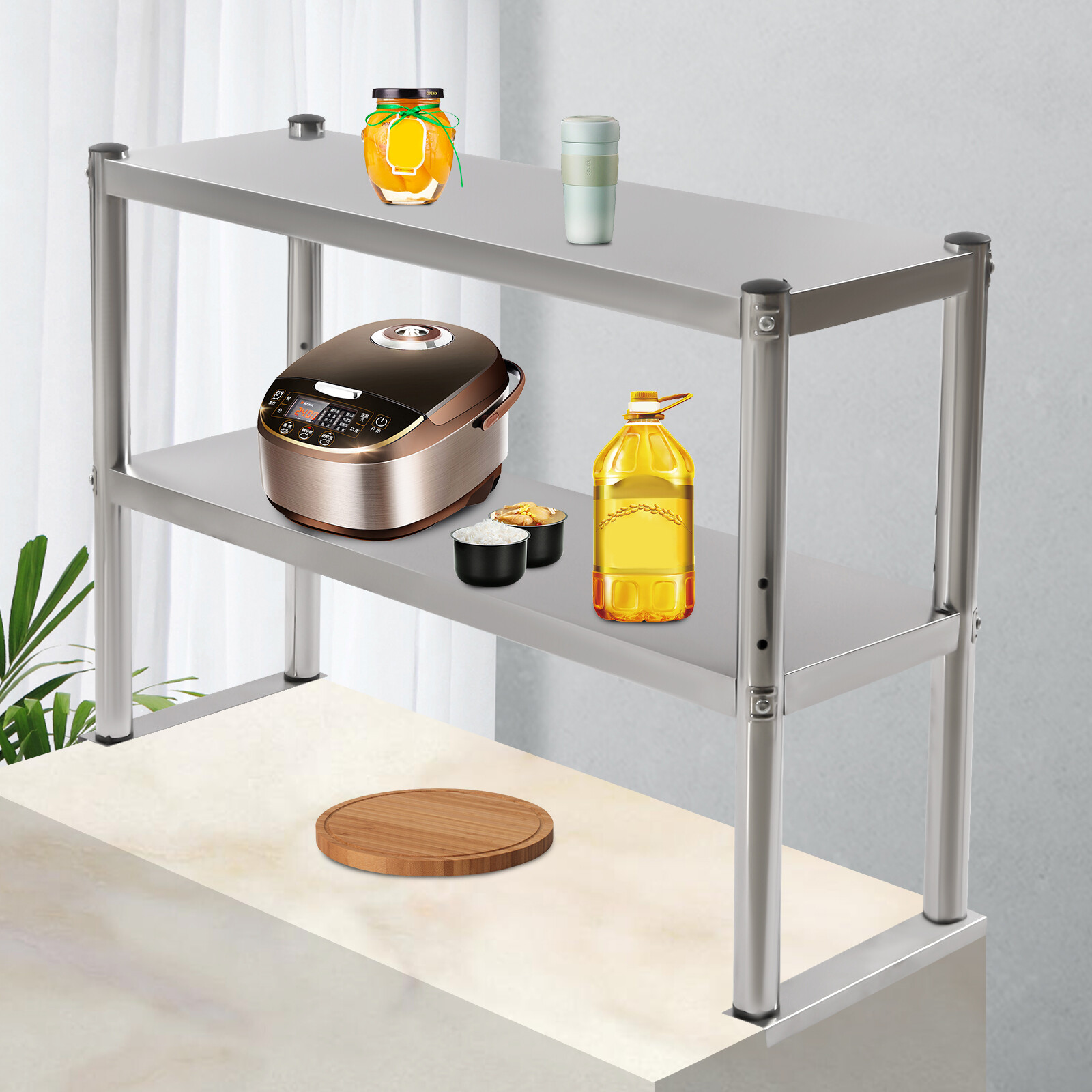 12″x36″ Stainless Steel Commercial Wide Double shelf for Prep Table w/Accessorie