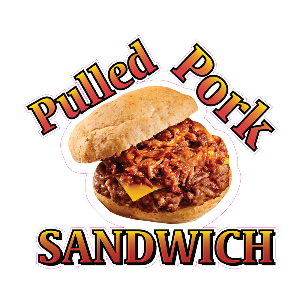 Food Truck Decals Pulled Pork Sandwich Style A Concession Concession Sign Brown