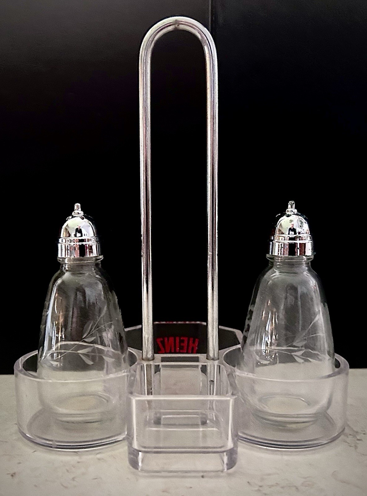 VTG Heinz Restaurant Condiment Caddy Acrylic Metal Diner Tray W/ Salt Pepper Set