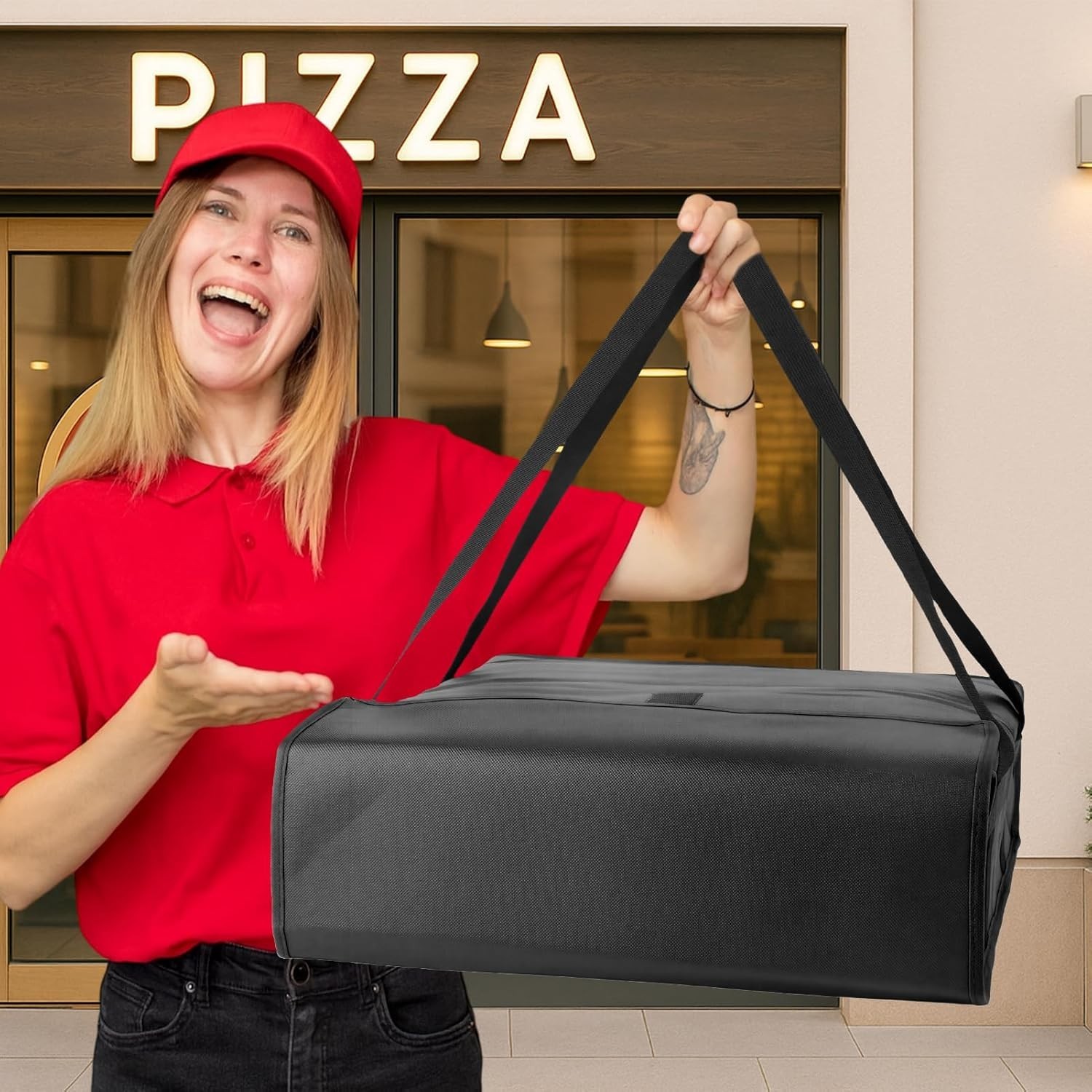 Pizza Warmer Bag – Insulated, Easy-Clean, 20″ x 20″ x 6″ for Delivery Drivers