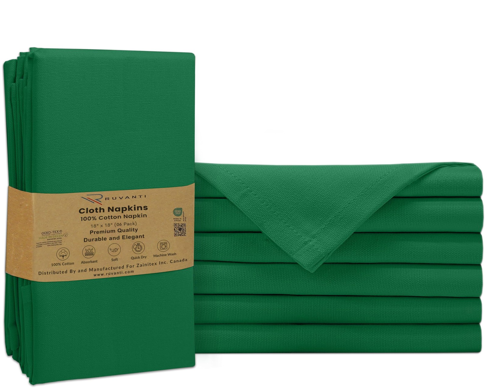 Ruvanti 6-Pack 18×18″ 100% Cotton Premium Washable Cloth Napkins Soft