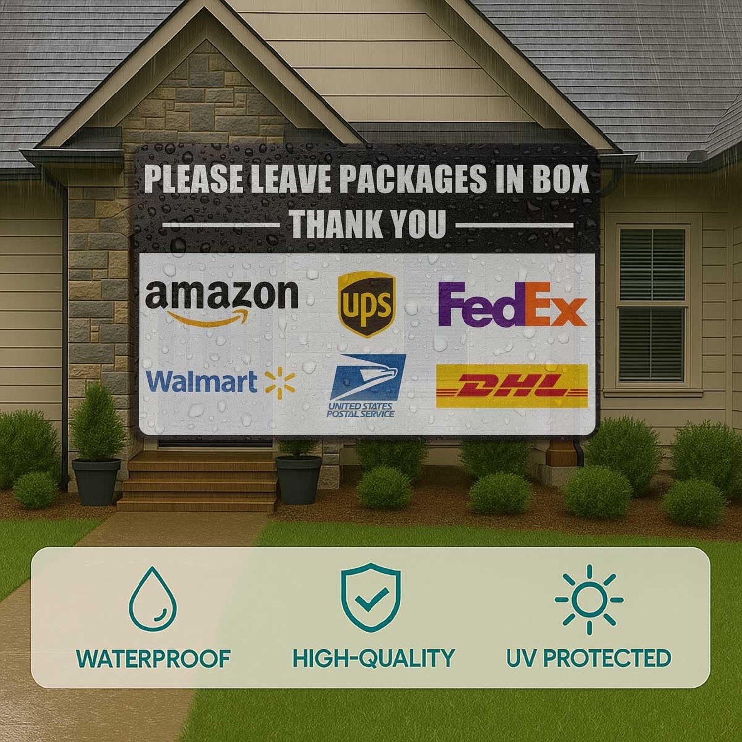 2 Pack Delivery Signs for Packages – 11 x 7 Inches Vinyl Self-adhesive Sticke…