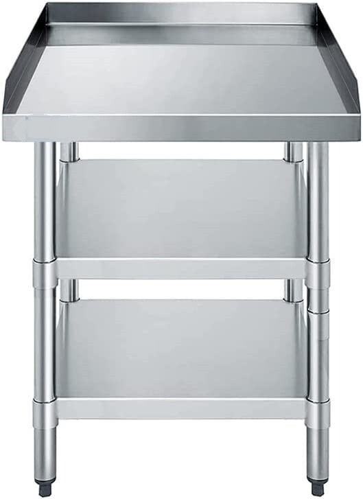 30″x30″ Stainless Steel Work Table with Two Undershelves and 3-Side 2″ Upturn