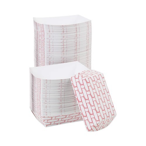 Boardwalk Paper Food Baskets, 5 lb Capacity, Red/White, 500/Carton
