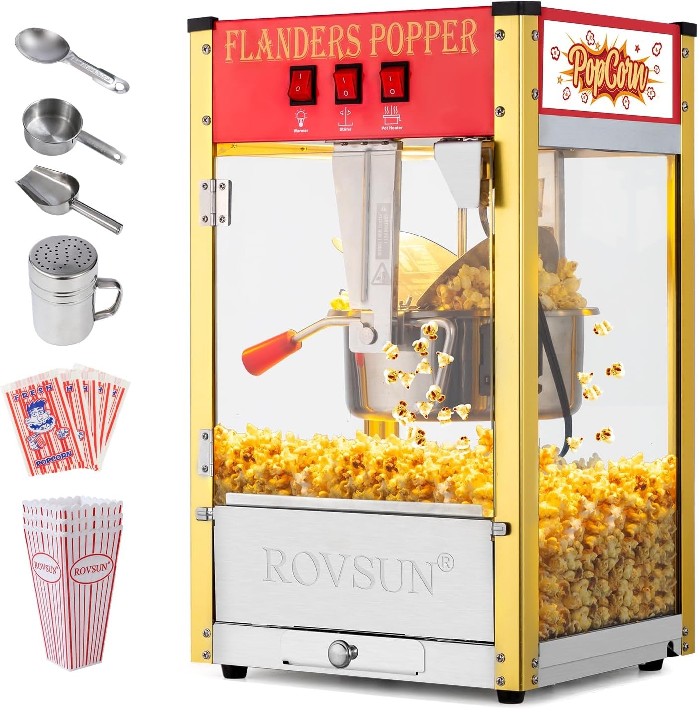 Commercial Popcorn Machine Maker Popper Countertop Style 8-Ounce Kettle 32 Cups