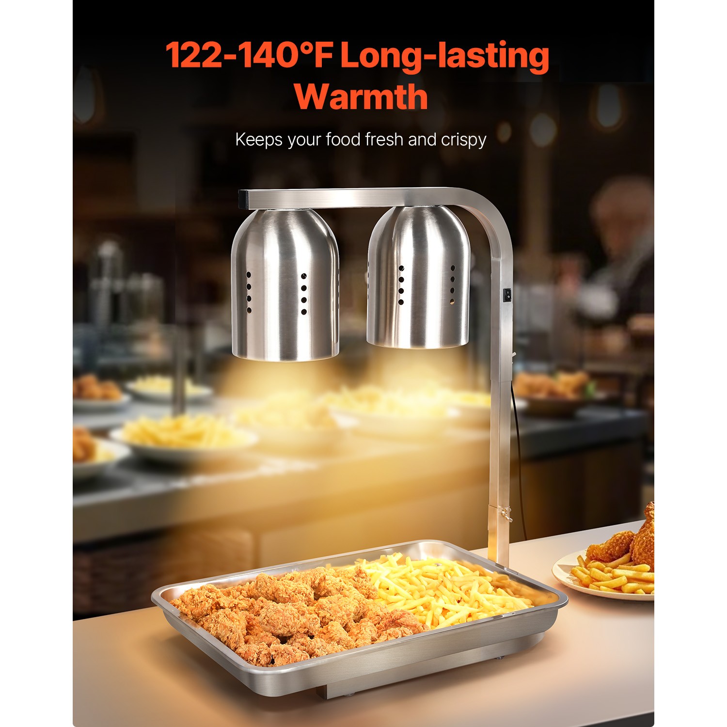 Commercial Food Heat Lamp with 500W Bulbs for Food Restaurant Kitchen