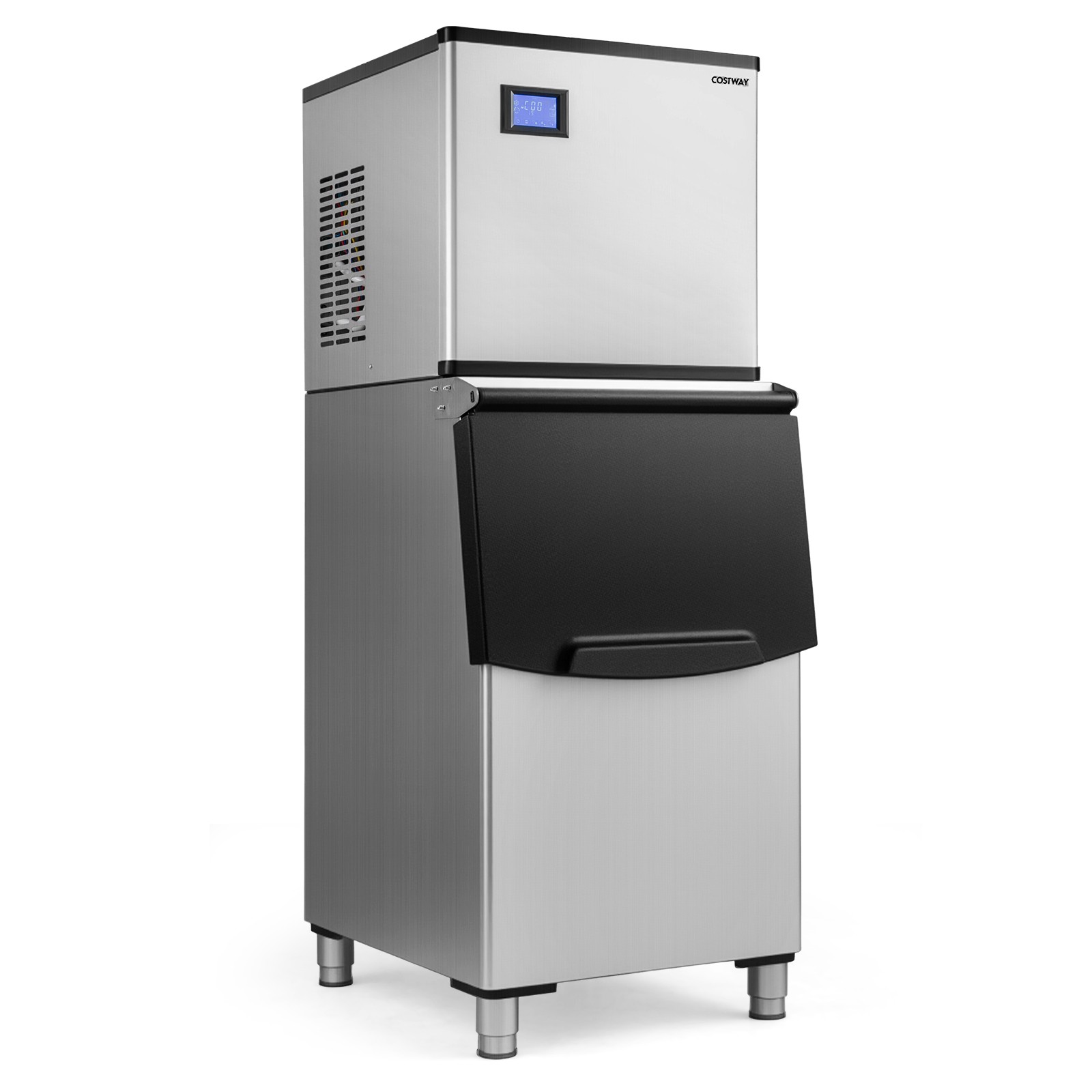 Commercial Ice Maker 450 lbs/24H Ice Machine w/250 lbs Storage Bin Self-cleaning