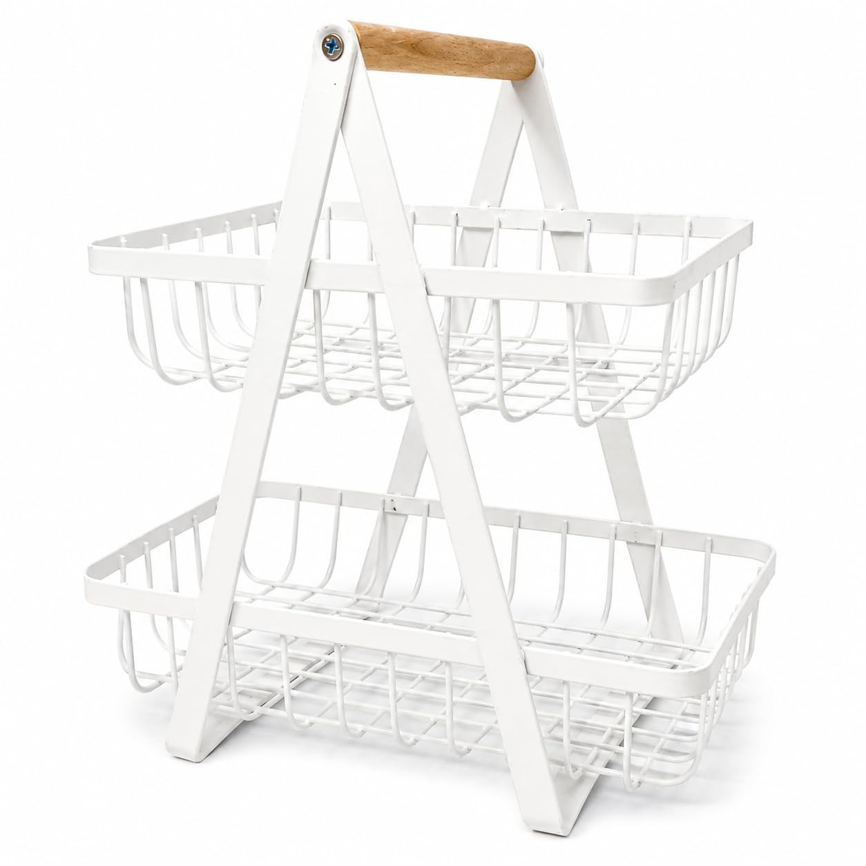2-Tier Metal Fruit Basket Stand – Farmhouse Countertop Organizer for Fruit, V…