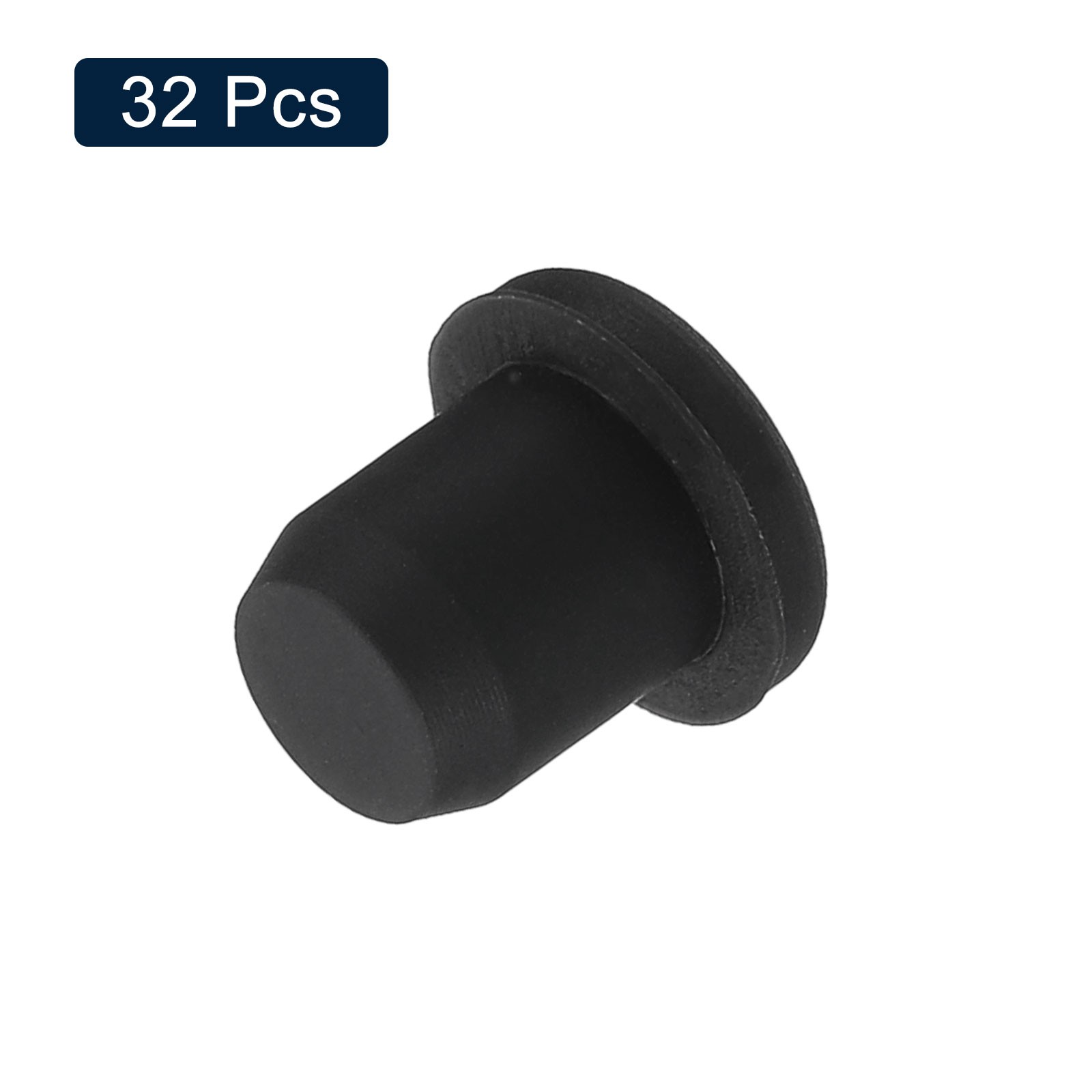 32Pcs Black Rubber Stopper 7.5mm Plug Holes for 7-7.3mm/0.28-0.29″ Hole