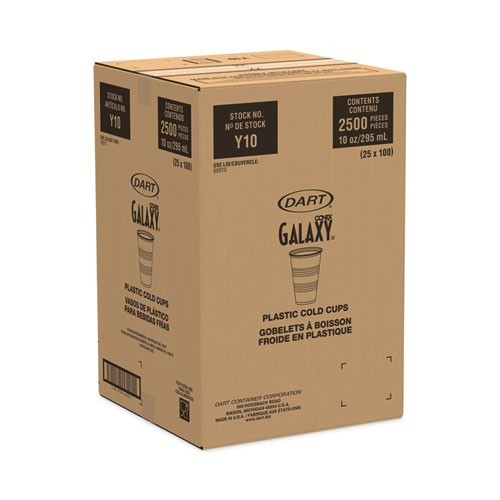 Dart Galaxy Translucent Cups, 10 oz, Plastic, 100/Pack