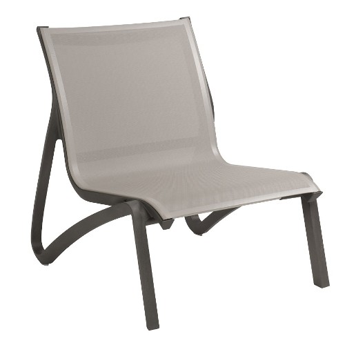 Grosfillex US001288 Solid Gray / Volcanic Black Sunset Armless Lounge