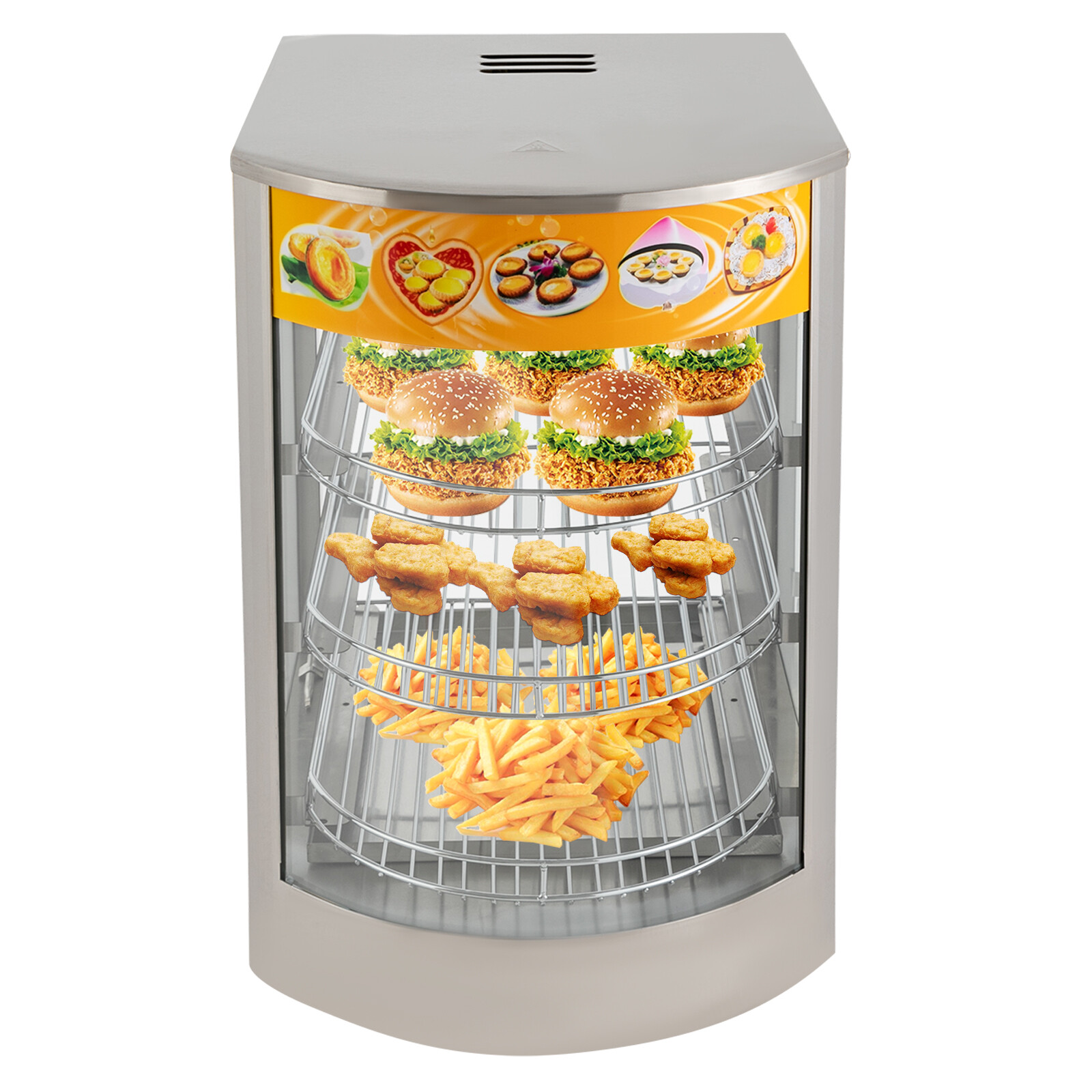 3-Tier Commercial Food Warmer Cabinet Countertop Electric Warming Display Case