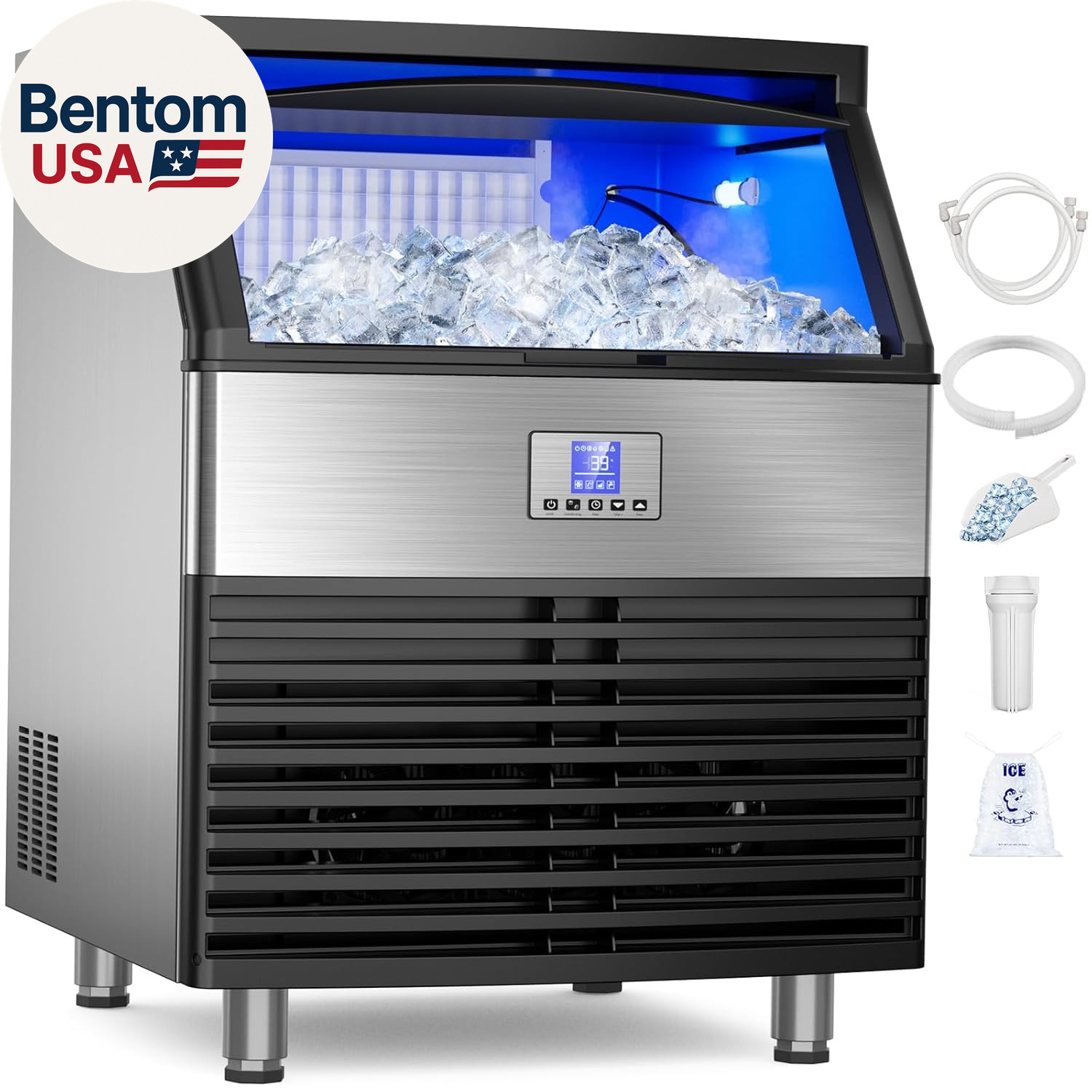 Commercial Ice Maker Machine 450LBS/24H, under Counter Ice Machine, Upgrade Comp
