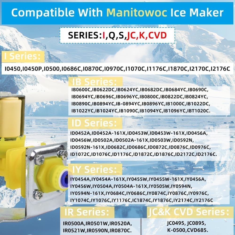 000009123 Water Inlet Valve 120V 60Hz 5W Replacement for Manitowoc 000009120